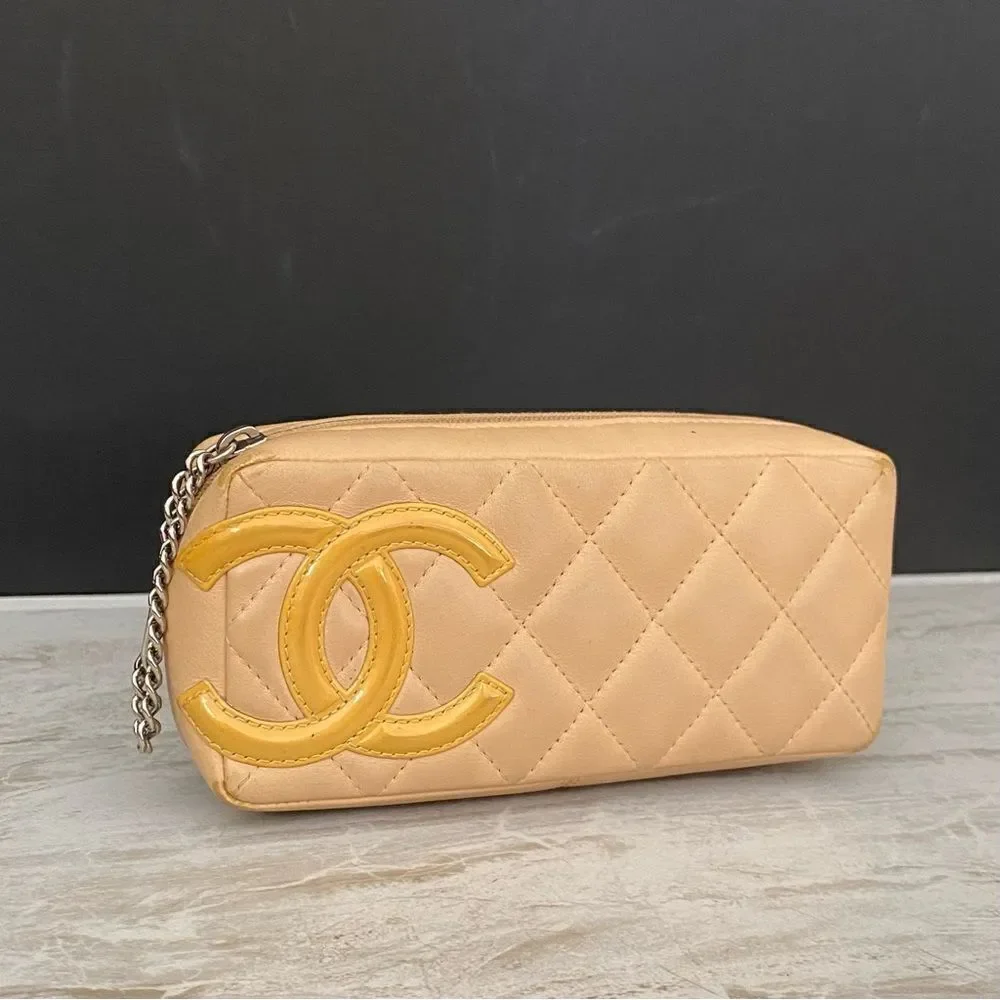 CHANEL CC Cambon line leather pouch Beige/orange - Picture 2 of 15